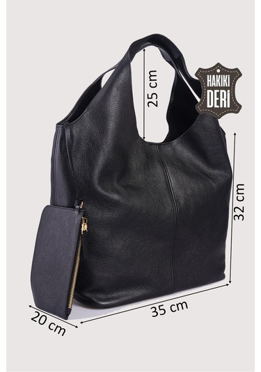 Hakiki Deri Kadın Omuz Çantası Siyah Smr9199 Siyah