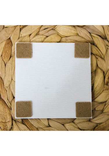 Baskılı Doğal Taş Bardak Altlığı 4'lü Set 10X10X1 CM Çok Renkli
