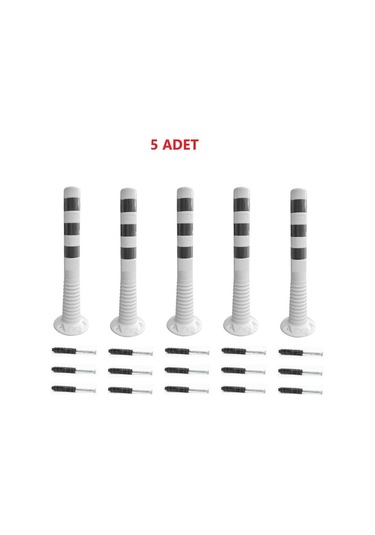 5 Adet Beyaz Renk Otopark Düzenleyici 75 Cm Eco Delinatör