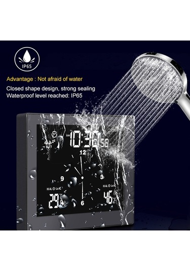 Ts-wp10-w Su Geçirmez Banyo Duvar Saati Zamanlayıcı Ev Termometresi Higrometre Beyaz