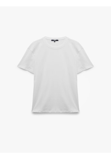 Koton Pamuklu Kısa Kollu Bisiklet Yaka Erkek Basic Tişört Beyaz 6wam10062hk Beyaz
