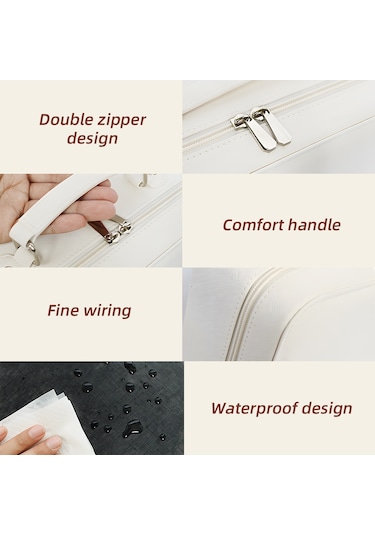 Aynalı Seyahat Makyaj Çantası - Bölünebilir Kozmetik H47780pu Mor