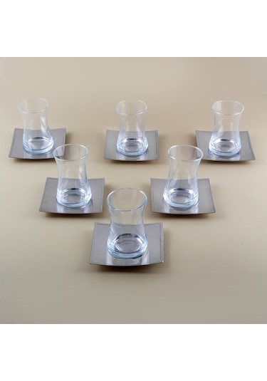 Jumbo Timeless Cubic 6'lı Çay Tabağı Seti Çelik Diğer