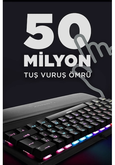 Rampage ALLY K11 12 Işık Modlu Red Switch Mekanik Bilek Destekli Rainbow Antighosting Oyuncu Klavye