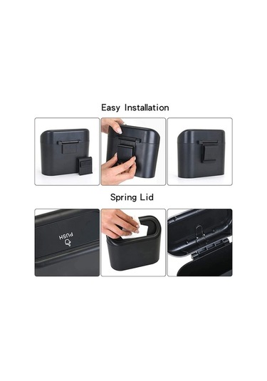 Createtech Taşınabilir Siyah Oto Çöp Kutusu Kapaklı Portatif Araç İçi