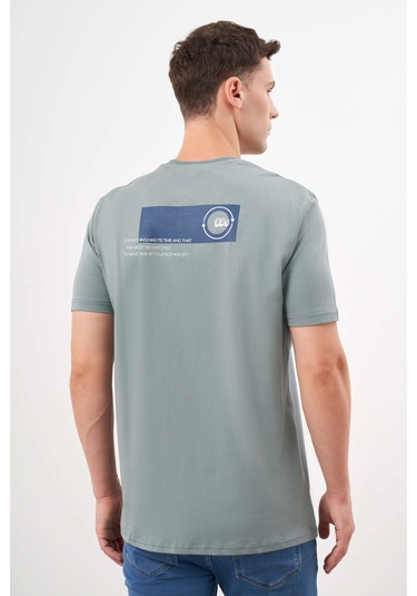 Erkek Yeşil Trend Süprem Baskılı Bisiklet Yaka Dynamic Fit T-shirt 24ys018031700 Yeşil