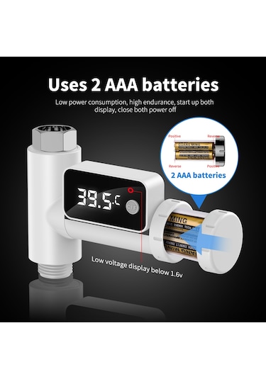 Monyee Ev Banyosu Led Su Sıcaklığı Gösterici - Bebek Duşu İçin 360 Döner, / Değiştirilebilir, Pil Dahil Değil Beyaz Beyaz