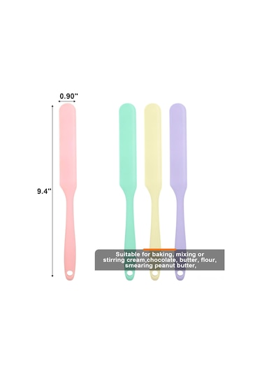 Neevoyu 4 Renkli Isı Dayanıklı Silikon Kek Spatula Seti - 25 Cm Boy, Kaymaz Yüzey, Karıştırma Ve Sürme İçin Mutfak Gereci Pembe, Sarı, Yeşil, Mor
