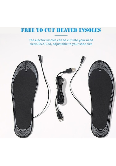 Ulzyvf Usb Şarjlı Isıtmalı Ayakkabı Tabanı - Kışlık Sıcak Tabanlık 5.5-9.5 Siyah Siyah