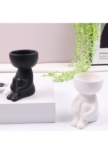 Suofeng İnsan Figürlü Seramik Saksı - Minimalist Nordik Stil Çiçeklik Ve Dekorasyon