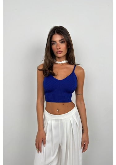 Cojans V Yaka Crop Bluz Karışık