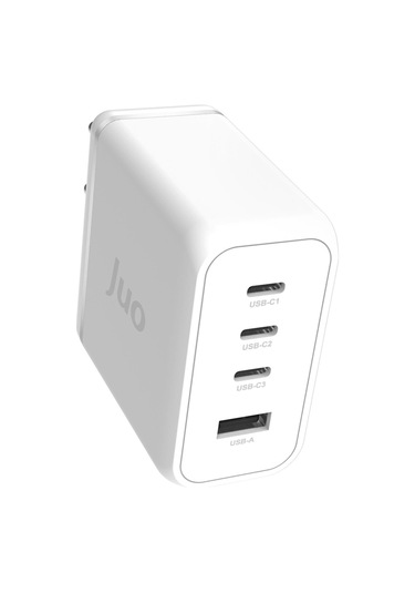 Juo 100W 4 Portlu USB-C + USB-A GaN Şarj Aleti iPhone & Macbook & Notebook Uyumlu PD Type-C Hızlı Şarj Cihazı Beyaz
