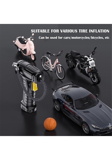 Mufunye Hava Kompresörlü Lastik Şişirme Makinesi, Gösterge Göstergesi, Led Işık Ve Nozul Hava İğnesi İle 12v 46