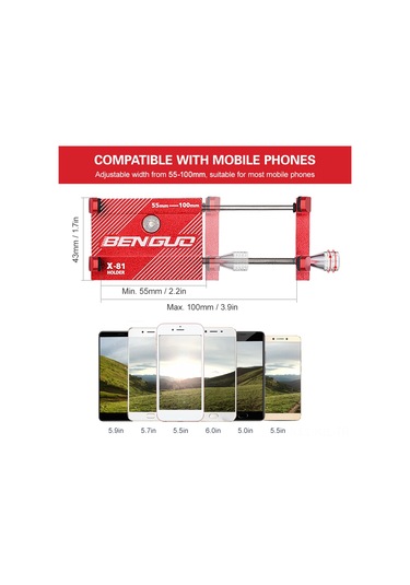 Gajeena Alüminyum Bisiklet Telefon Tutucusu, 4 Açıklı Kilit + Uzunurluk Ayarlanabilir, 3.0-6.8 İnç Telefonlar İçin, Siyah