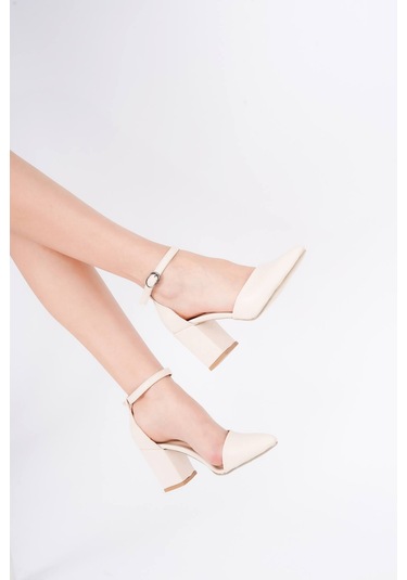 Flora Nude Bilekten Bantlı Topuklu Ayakkabı