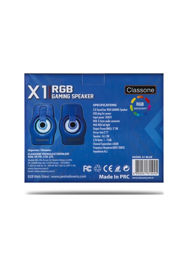 Classone X1 Black Rgb Gaming Hoparlör -Mavi
