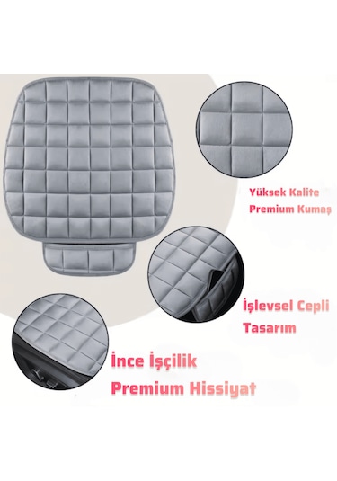 Premium Cepli Ortopedik Oto Koltuk Minderi 2 Adet Gri