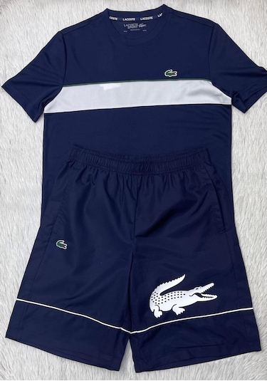 Lacoste Yazlık Erkek 2"li Takım Şort T-shirt Siyah