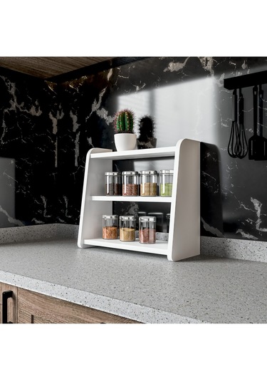 Alpa Ev Mobilya 3 Katlı Tezgah Üstü Organizer, Modern Mutfak Rafı Ve Çok Amaçlı Düzenleyici Beyaz