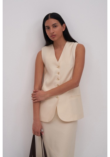 Ekru Luciano Maxi Etek Ekru