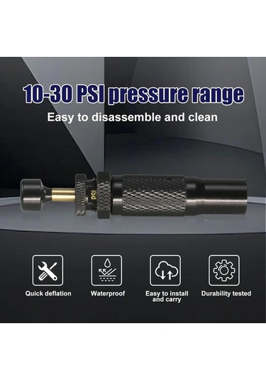 Xuweiwei Lunaverve Ayarlanabilir Lastik Deflatoru 10 30 Psı Otomatik Durma 4 Adet Off Road Kamyon Jeep Motosiklet 4x4 Aksesuarlari Siyah