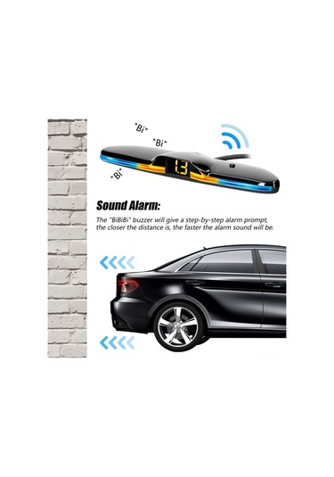 Dianziye Araç Geri Vurgu Sensörü Sistemi - 4 Siyah Ultrasonik Prob, 30-250cm Hassaslık, Adım Adım Sesli Alarm, Kolay Kurulum