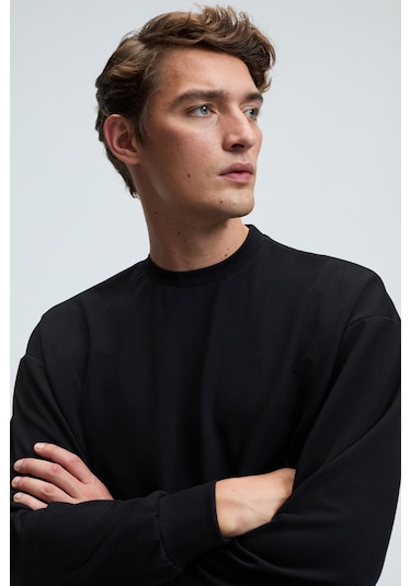Grimelange Vıento Erkek Bisiklet Yaka Uzun Kollu Regular Fit Siyah Sweatshirt Siyah