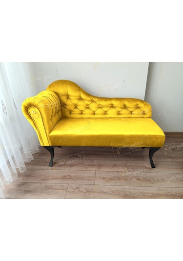 Dekoratif Bihter Koltuk Josefin Puf 110 Cm Siyahayak Sarı