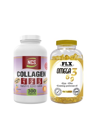 Kollajen Tip 1-2-3 300 Tablet & Flx Omega 3-6-9 90 Tablet