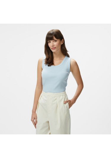 Nautica Kadın Mavi Slim Fit T-shirt Düz 35v422t Mavi