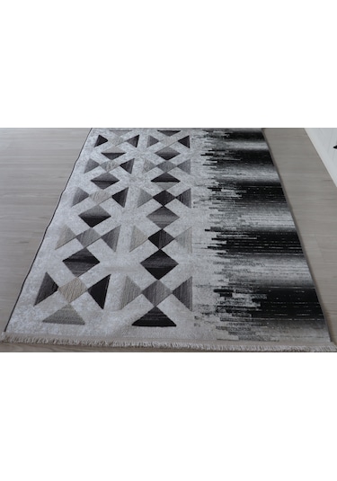 Gri Kilim Dekoratif Salon Halısı Makinada Yıkanabilir Mutfak Halı
