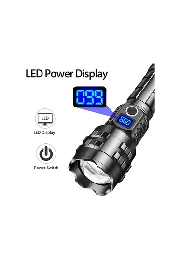 Maoyaya Hytpustaty 100.000 Lümen Taktik Şarjlı El Feneri, Siyah Model Siyah