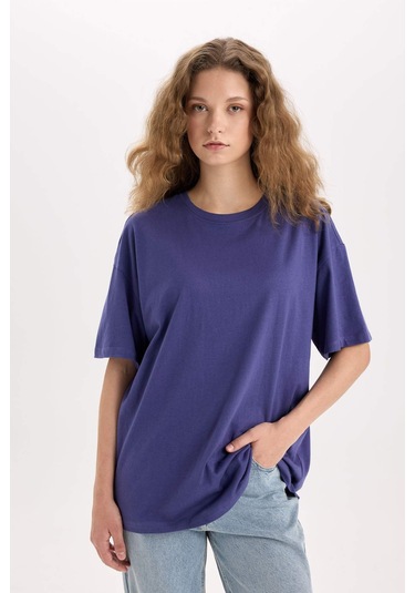 DeFacto Oversize Geniş Kalıp Bisiklet Yaka Baisc Düz Kısa Kollu Tişört V4136AZ25SMPR160 DeFacto Oversize Geniş Kalıp Bisiklet Yaka Baisc Düz Kısa Kollu Tişört V4136AZ25SMPR160