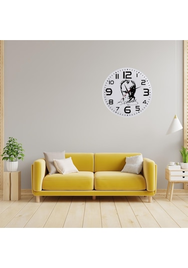 Mustafa Kemal Atatürk İmzalı Ve Fotoğraflı Cam Duvar Saati Cam