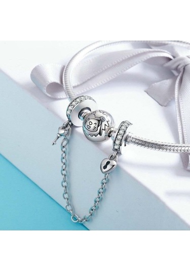 Fastbuy S925 Ayar Gümüş Kalp Kolye, Emniyet Zinciri, Çok Renkli Modeller Çok Renkli