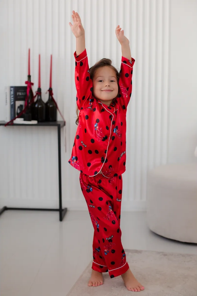 Milaeva Kids Çocuklar İçin İpek Pijama Takımı 277864081 Kırmızı