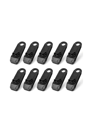 Tenfowee Siyah Nilon Kamperlik Çadır Klipsi, 10 Adet, Güçlü Tutucu, Açık Hava, Piknik, Yachting İçin Tenteziği Klipsi Siyah