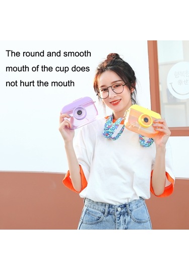 Kamera Plastik Kupa Çocuklar Suyu Kupası Seyahat Boş Zamanlı Su Kupası Pembe