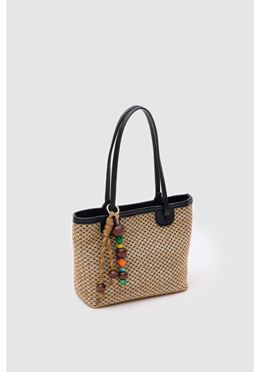 Roen Hasır Omuz Çantası Siyah Siyah