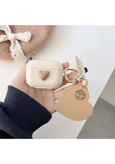 Apple Airpods Pro 2. Nesil Sevimli Karışık Figürlü Silikon Kılıf Bej