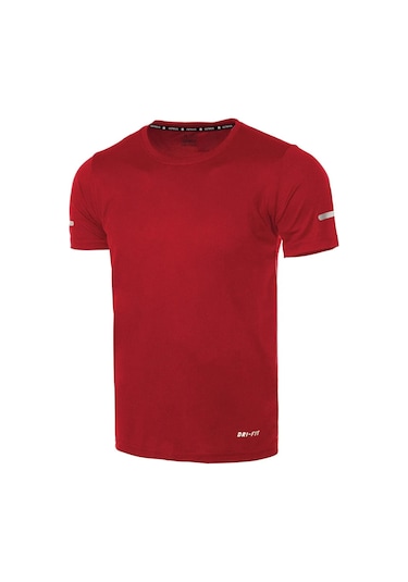 Erkek Nem Emici Hızlı Kuruma Atletik Teknik Performans Spor T-shirt Drıfıt-kısakol Kırmızı