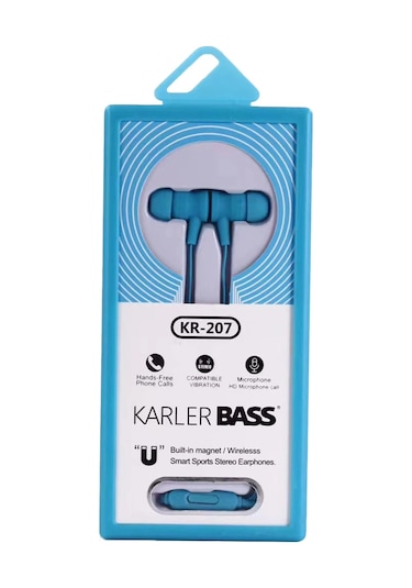 Ilkeshop Karler Bass Kr-207 Mıknatıslı Kablolu Kulaklık - Mavi
