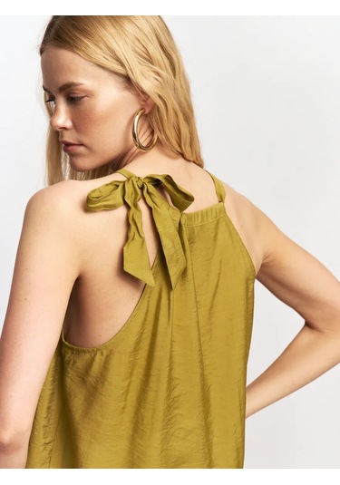 Zolla Kadın Keten Kolsuz Bluz Üst 437028303