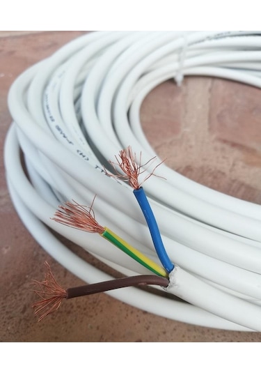 Birikim 3x1.5 Tam Bakır Ttr Kablo 35 Metre Beyaz