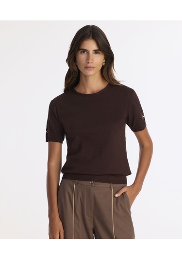 Yargıcı Nakış Detaylı Triko 25kktr2008x 003 Kahverengi