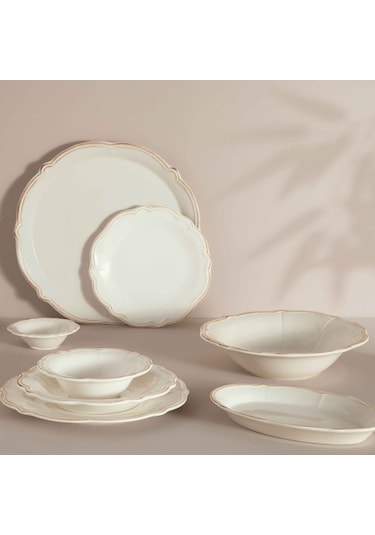 Linens Cinnamon Porselen 26 Cm Kayık Tabak Ekru-kahve Ekru