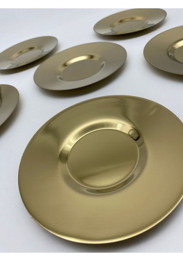 6'lı Gold Paslanmaz Çelik Çay Tabağı Seti Pasct01 Gold