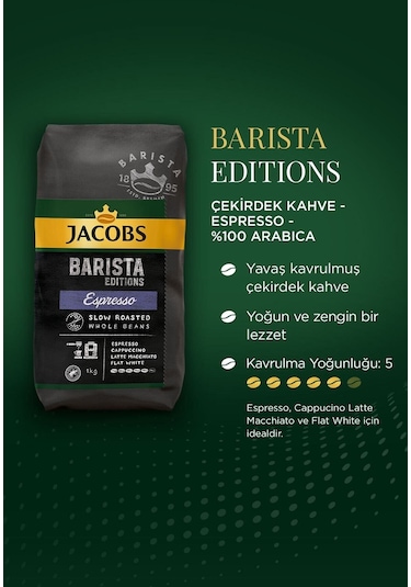 Jacobs Barista Editions Çekirdek Kahve %100 Arabica Espresso 4 x 1 KG