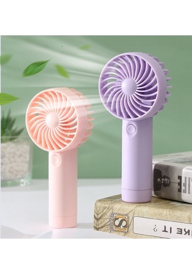 Yingfu Mini El Tipi Pil İle Çalışan Li-ion Pilli Vantilatör, 2 Adet Mor Renkli Modeli