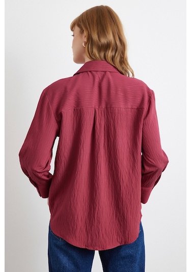 Paralel Çizgili Gömlek Bordo Bordo